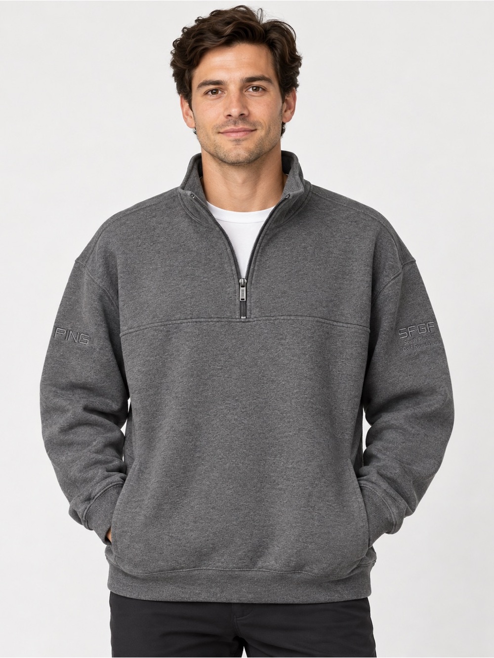 PING Collection Men’s XL Gray Quarter Zip Golf Pullover Sweatshirt SFGF
